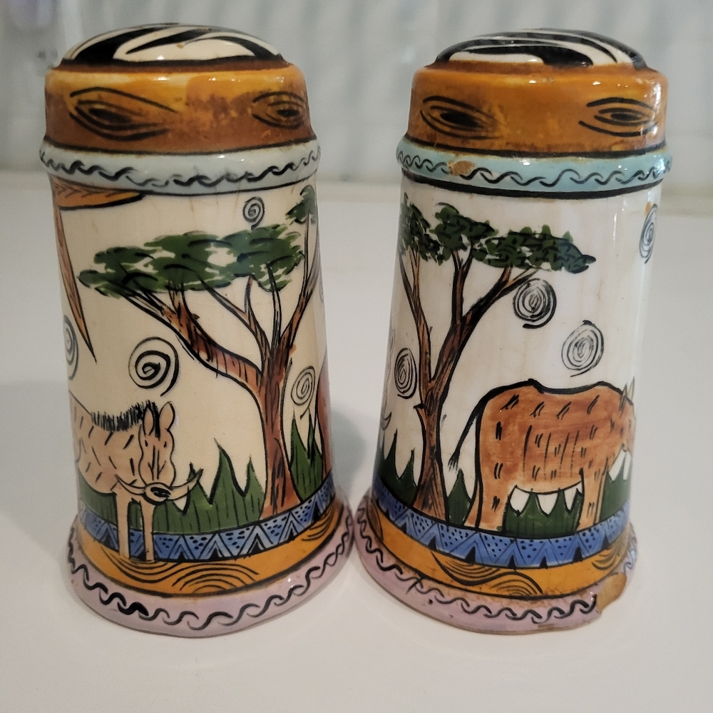 Hand painted salt and pepper shaker set
